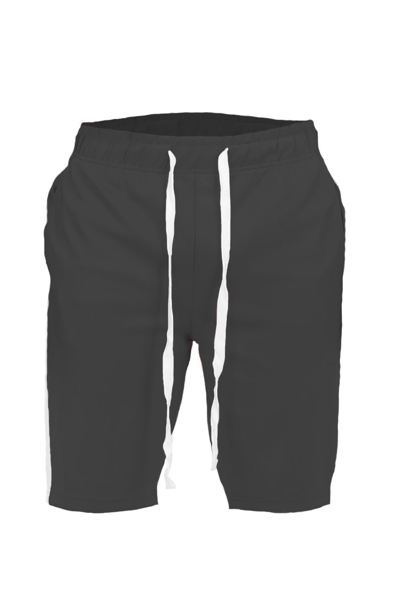 Lime Milo single stripe shorts with adjustable waistband and relaxed fit, featuring a stylish single stripe design.