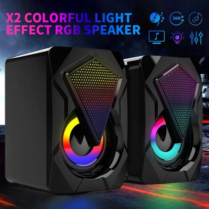 Yellow Pandora Dragon RGB gaming speakers with colorful LED lights and premium audio for computer gaming and multimedia use.