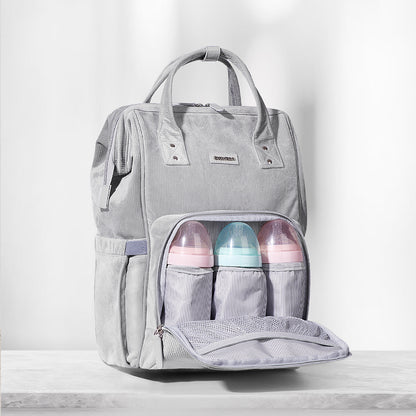 Maroon Chronos luxurious velvet diaper backpack with multiple compartments and stylish design for parenthood accessories