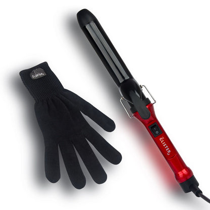 Sky Blue Thrace Paradise 32mm Max Volume Clip Curler in sangria color for creating voluminous, styled hair.