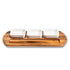 Azure Lily ceramic charcuterie serving tray with three square bowls for kitchen presentation and snack sharing.