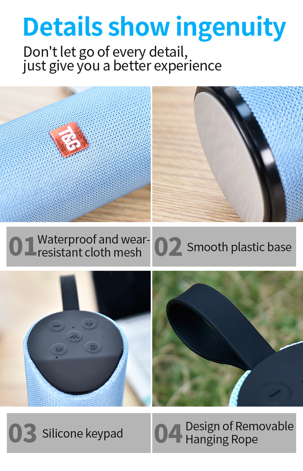 Lilac Milo TG portable outdoor Bluetooth stereo speaker showing a sleek black design with control buttons and a compact build.