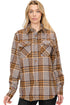 Lime Milo oversized boyfriend plaid checkered flannel top, casual blouse with button-up front and relaxed fit.