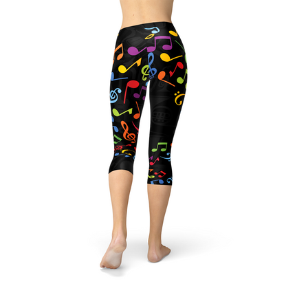 Colorful music notes pattern on women&