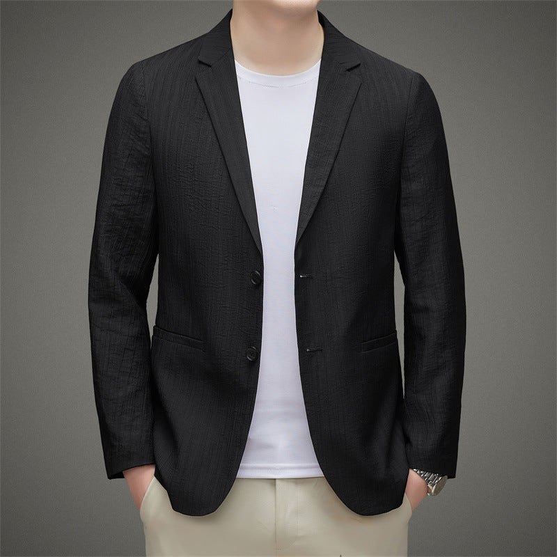 Carmine Juneberry Metropolitan Slim-Fit Blazer from Haute Edition 25, tailored fit, dark fabric, stylish formal jacket for men