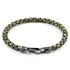 Petrol green Skye silver and braided leather bracelet by Magenta Sooty featuring silver accents and woven leather detailing.