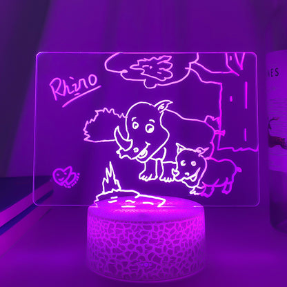 Rewritable night light with message board for girl bedroom, Teal Simba sleep light and home decor item in soft glow.