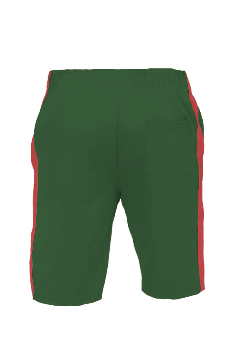 Lime Milo single stripe shorts with a relaxed fit, featuring a stylish stripe pattern and adjustable waistband on a neutral background.