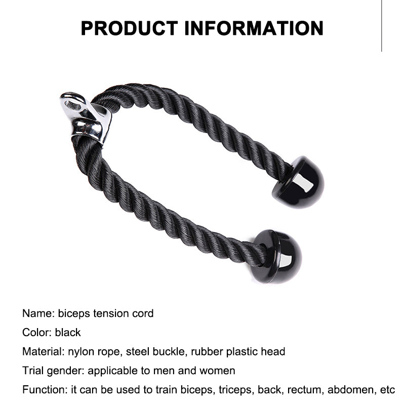 Teal Simba double head fitness pull rope with biceps cable for strength training, showing the durable handles and cable in use.