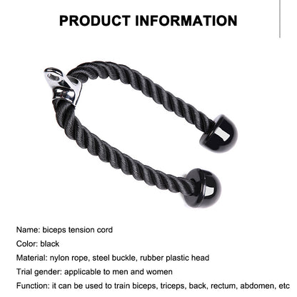 Teal Simba double head fitness pull rope with biceps cable for strength training, showing the durable handles and cable in use.