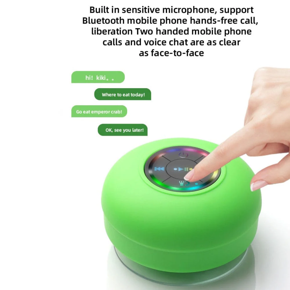 Lilac Milo mini waterproof RGB Bluetooth speaker with suction cup for portable audio and colorful lighting in a sleek design