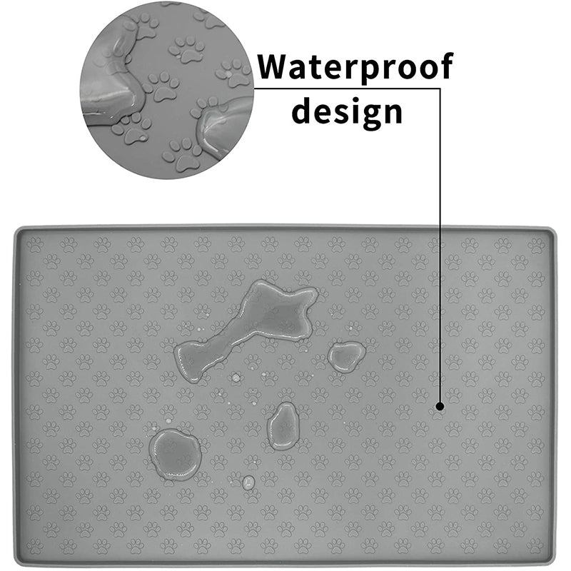 Teal Simba non-slip waterproof pet food and drinking silicone mat with raised edges, designed for easy feeding and spill containment.