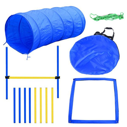 Taupe Shadow PawHut dog agility starter kit with colorful outdoor exercise toys for pet training and active play.