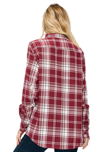 Lime Milo oversized boyfriend plaid checkered flannel top with classic button-down design and relaxed fit, perfect for casual wear.