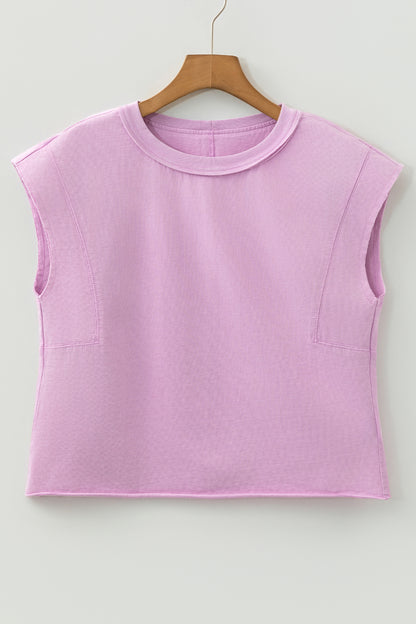 Byzantium Bay solid mineral wash boxy tank top displayed on a mannequin, featuring a relaxed fit and sleeveless design.