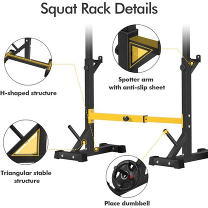 Teal Simba squat rack stand with barbell, free press bench, and dumbbell racks for home gym strength training.