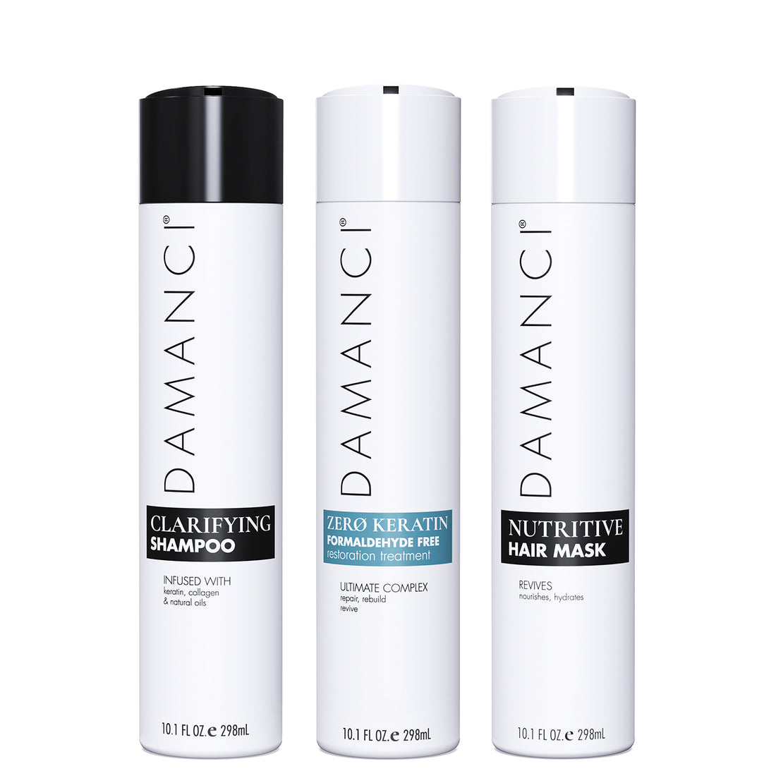 Chocolate Baobab Zerø Keratin Revival Kit for haircare, featuring bottles and treatment tools on a white background.