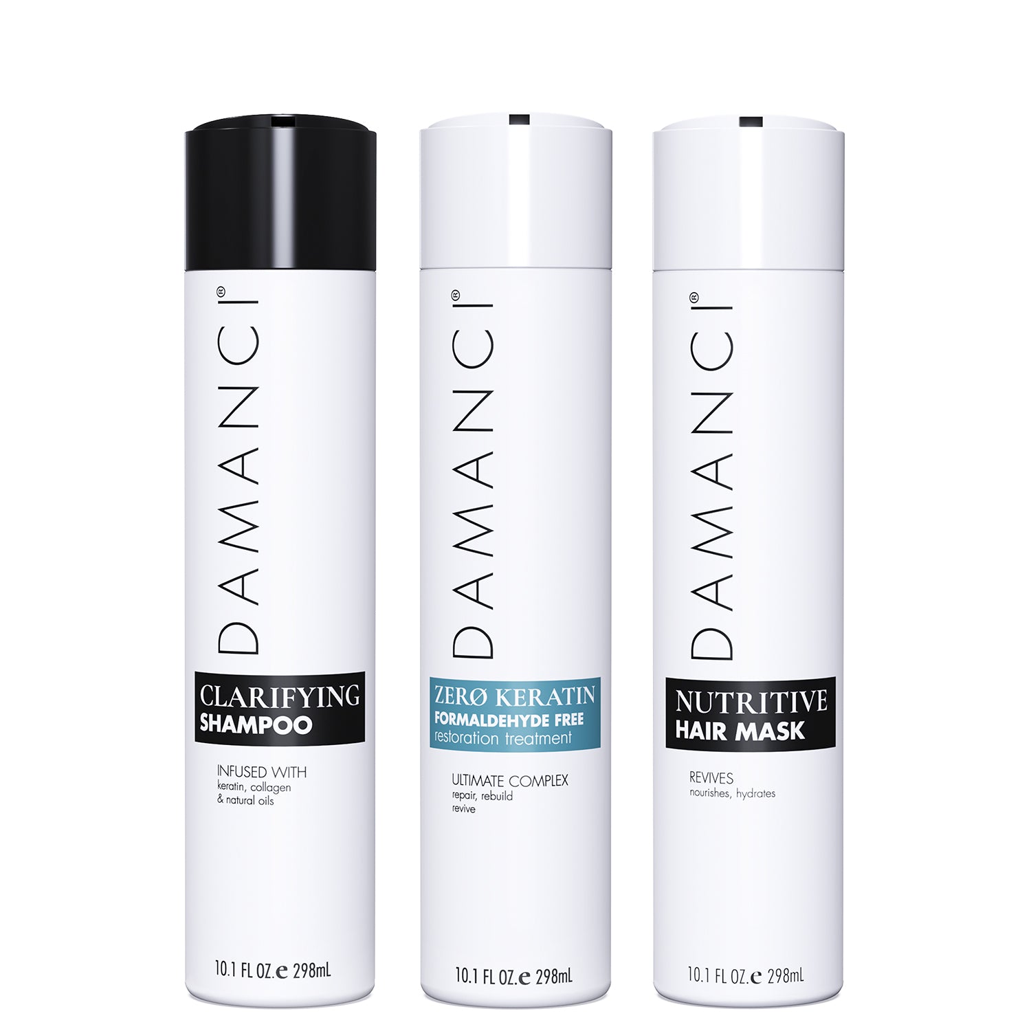 Chocolate Baobab Zerø Keratin Revival Kit for haircare, featuring bottles and treatment tools on a white background.