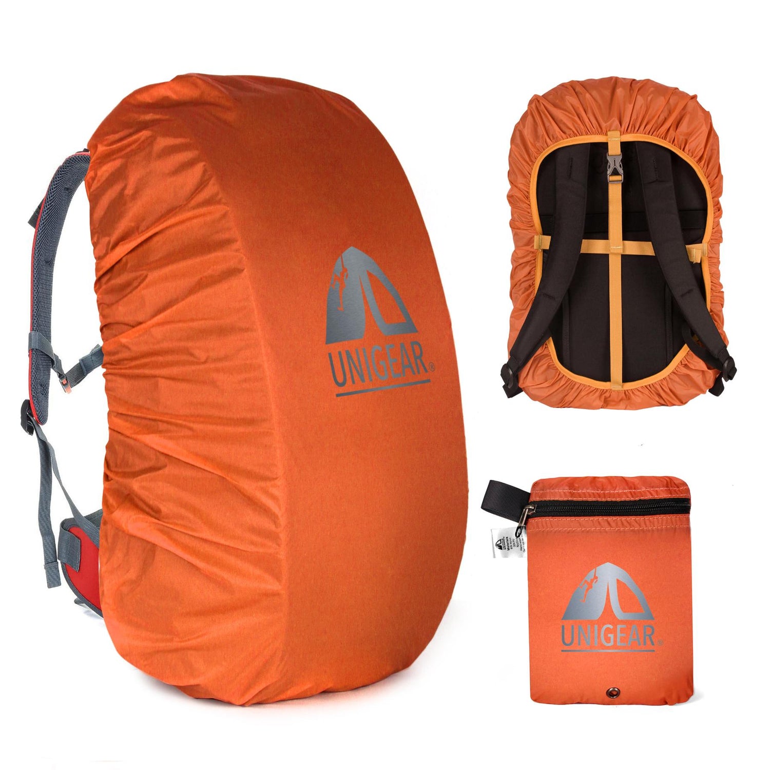 Indigo Eurybia waterproof backpack rain cover, 5000mm waterproofing, fits 10L to 90L sports and outdoor backpacks, protects against rain.