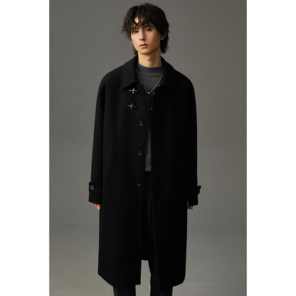 Carmine Juneberry Winter Elegance wool coat shown on a hanger, featuring a tailored fit, button closure, and classic winter style.