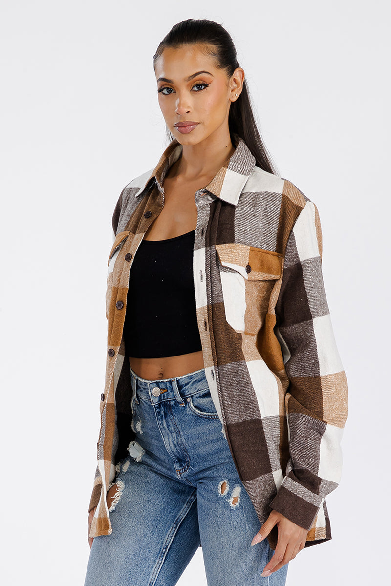 Lime Milo Boyfriend oversized soft flannel shacket in a cozy, plaid design, perfect for casual jackets and coats.