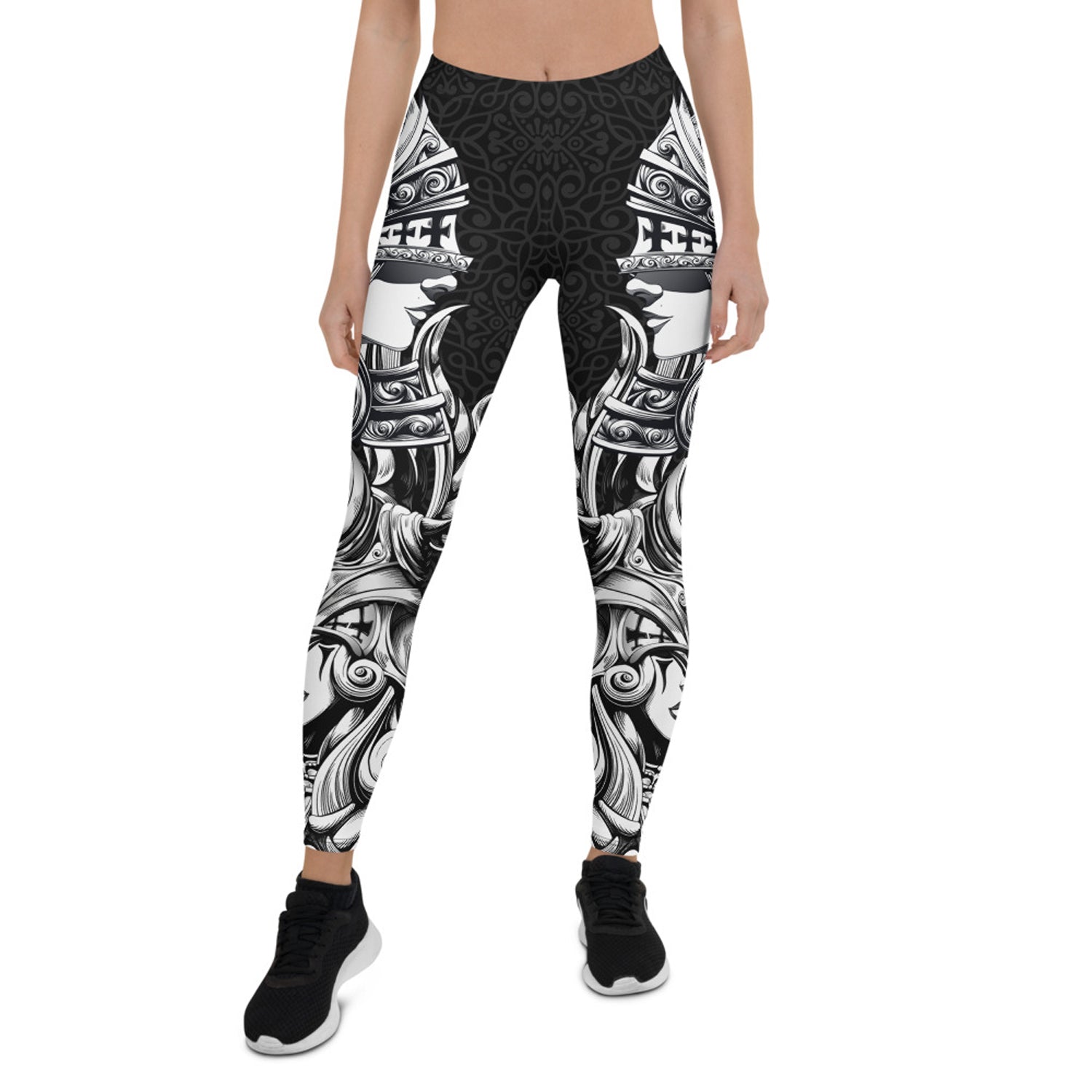 Maroon Sooty Valkyrie leggings for women, stylish activewear with a high-waisted fit and bold design, suitable for workout and casual wear.