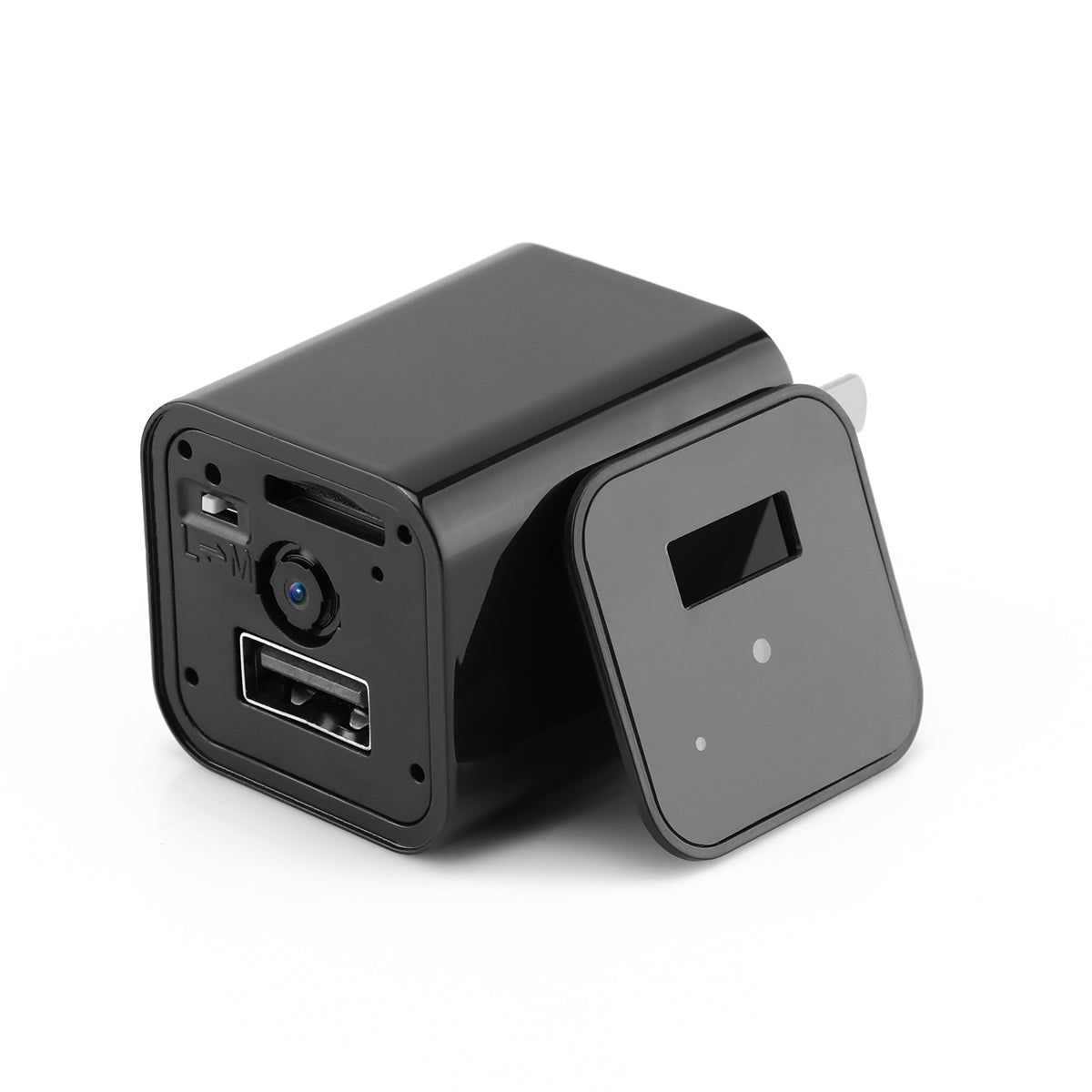 Teal Simba HD 1080P Hidden Camera USB Charger showing a sleek black USB device with a small camera lens for home security.