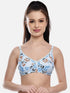 Light blue non-padded cotton floral printed women&