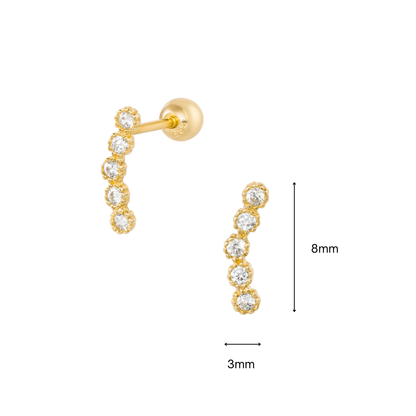 14K solid gold Xavia earrings by Blue Chrysippus featuring sleek, polished gold design with secure stud backs.