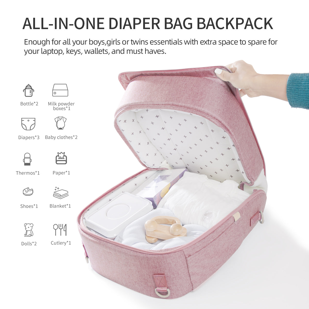 Maroon Chronos portable baby diaper bag backpack with changing pad, featuring multiple compartments and adjustable straps for travel.