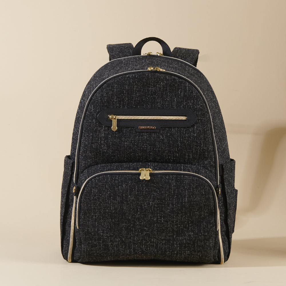 Maroon Chronos foldable diaper backpack with multiple compartments, suitable for parenthood and daily outings.