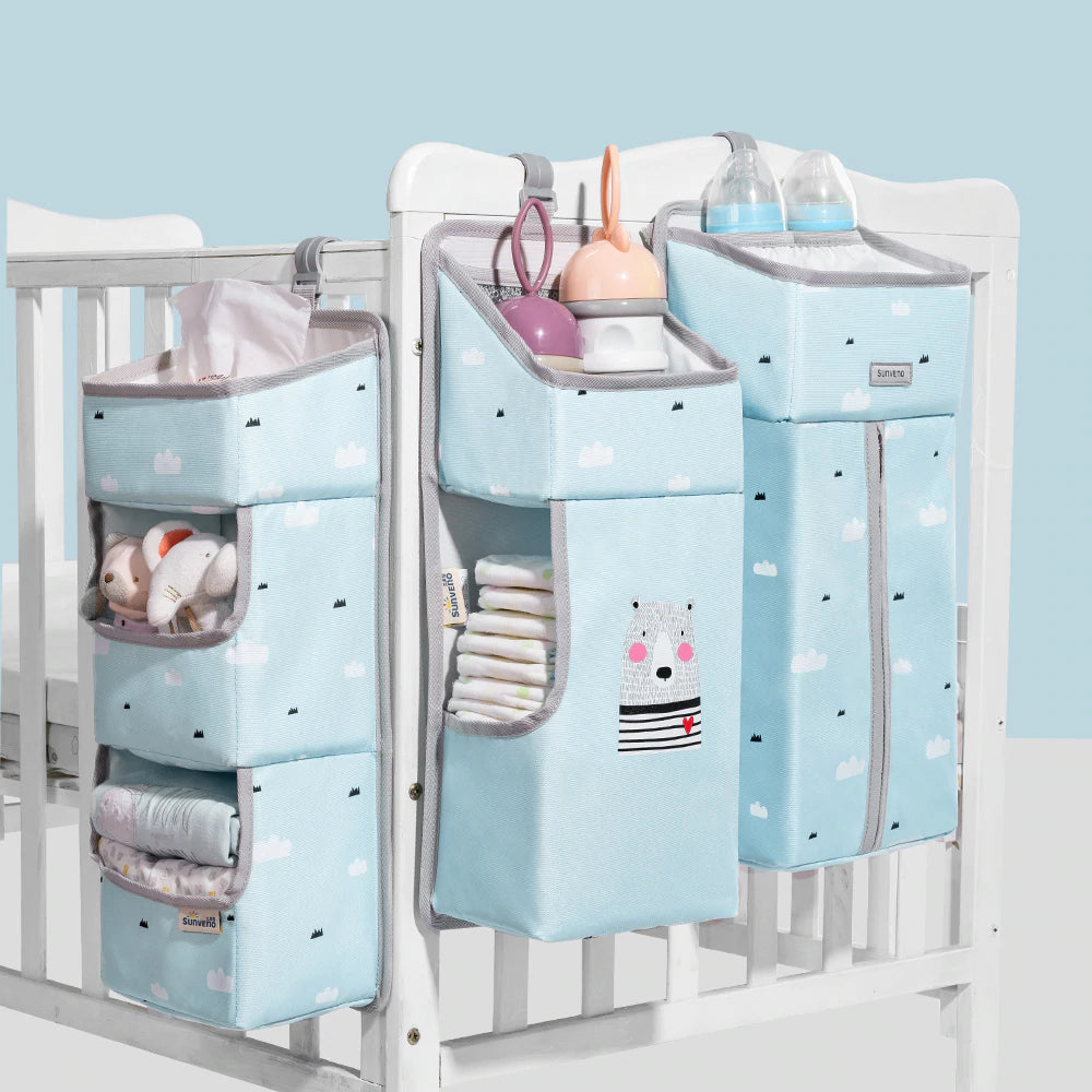 Maroon Chronos baby diaper caddy with dividers for organized nursery storage and easy access to baby essentials.