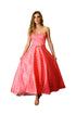Gray Eos shoulder-less formal train dress with elegant design, featuring a fitted bodice and flowing train for special occasions.