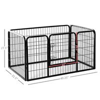 Black Pet Playpen by PawHut, 49-inch 4-panel heavy-duty puppy and cat enclosure, sturdy and secure for pets.