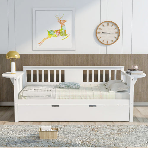 Twin wooden daybed with trundle, Teal Simba furniture, featuring a sofa bed design for bedroom comfort and versatile sleeping options.