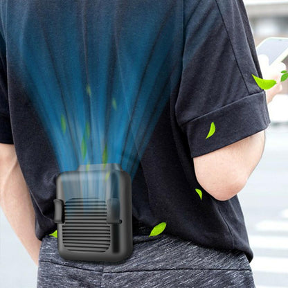 Yellow Pandora portable compact cooling fan with waist clip, handsfree design, ideal for sports and outdoor activities.