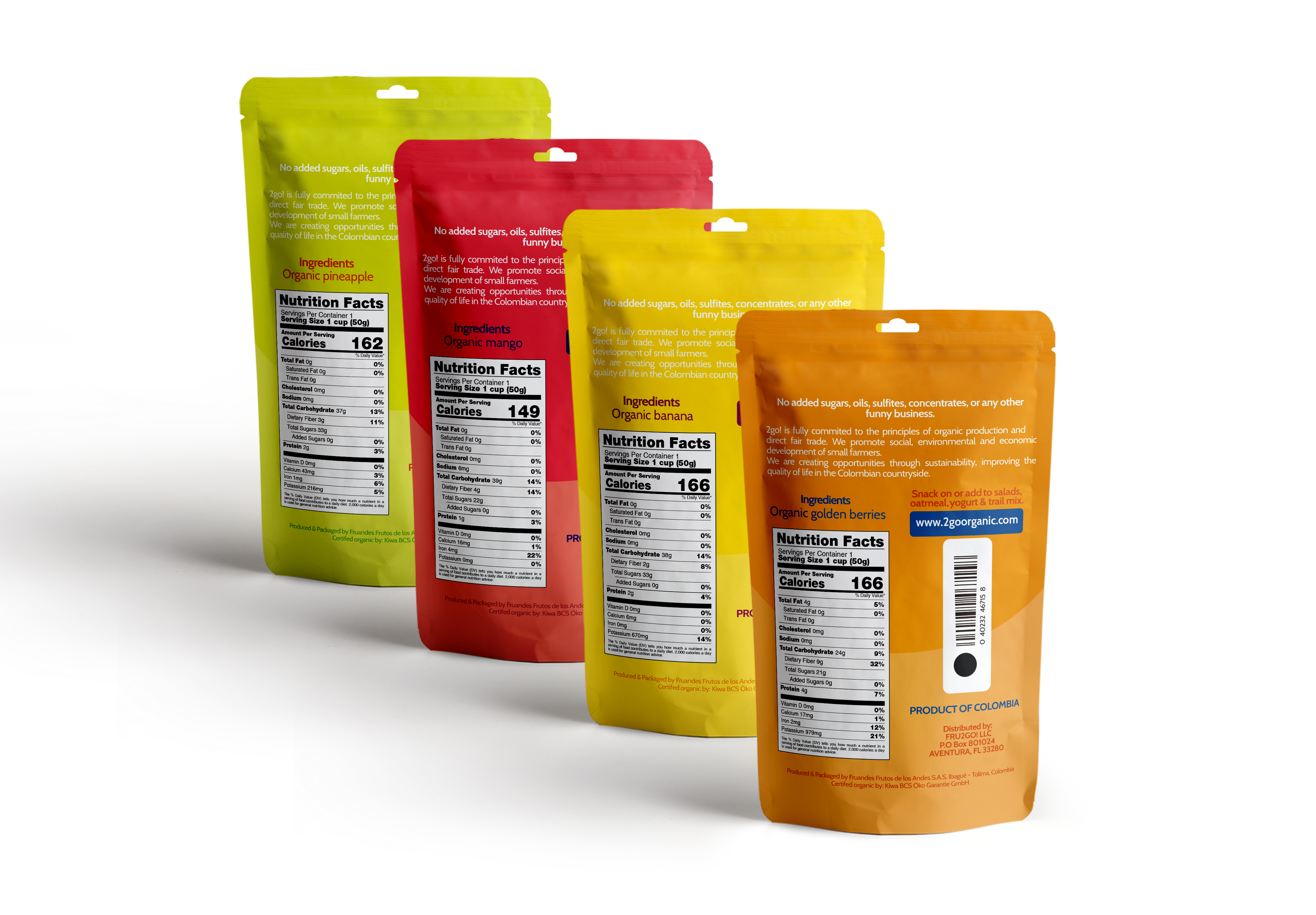 Maroon Hades 2GO! Organic Dried Fruit Variety Pack with assorted dried fruits in colorful packaging.