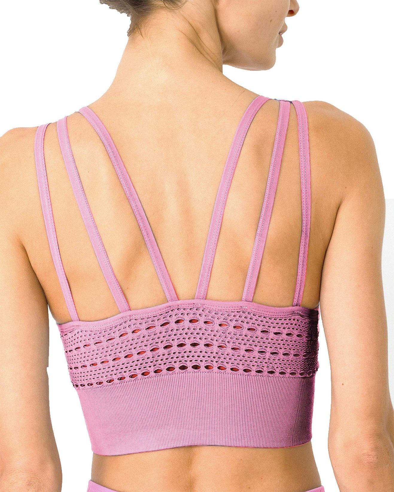 Pink mesh seamless women&