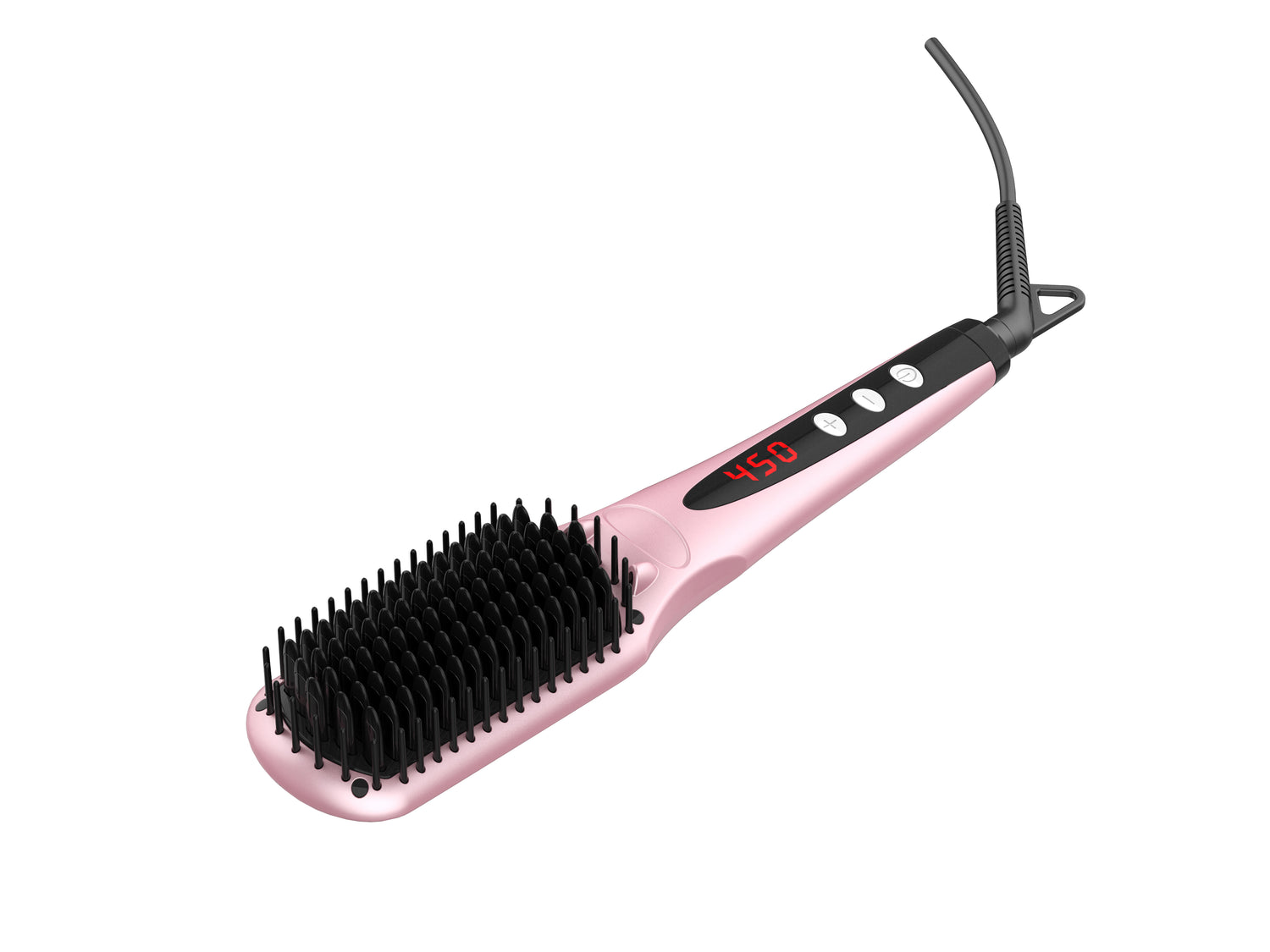 Lilac Milo Miropure 2-in-1 Ionic Hair Straightener Brush with ceramic plates, designed for smooth, shiny hair styling.