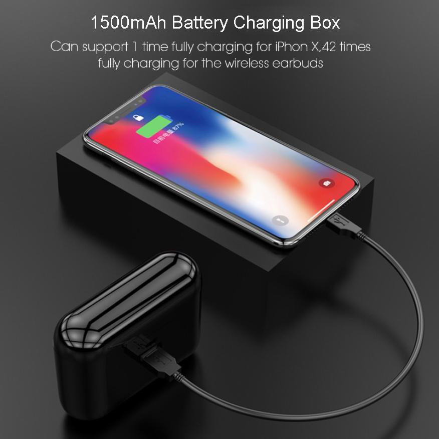Lilac Milo TWS wireless Bluetooth 5.0 earphones with 1500mAh power bank and compact charging case on a white background.
