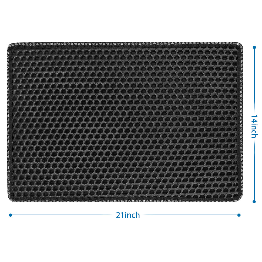 Lilac Milo Cat Litter Mat trapping kitty litter, with textured surface to catch and contain loose litter around the pet&