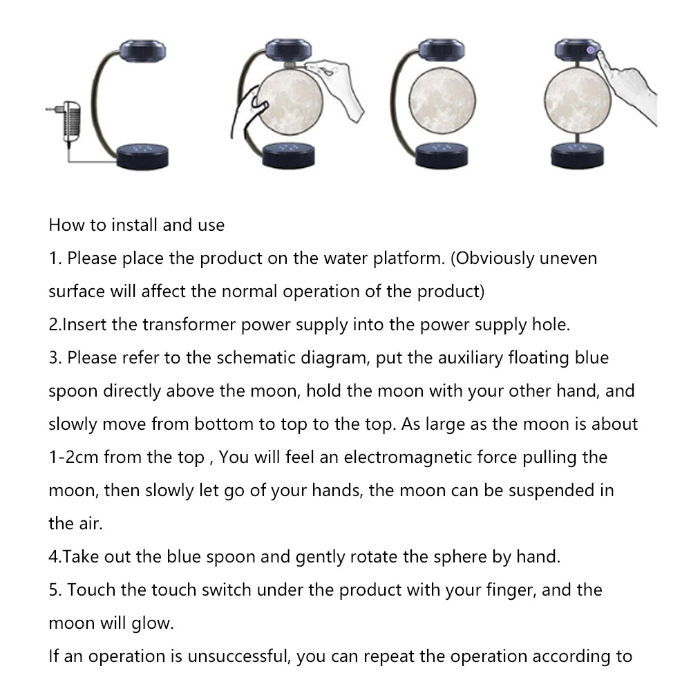 Teal Simba Creativity Magnetic Levitation Moon Lamp LED rotating dangling lamp, showcasing a levitating moon-shaped tech accessory.