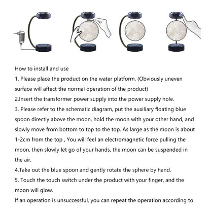 Teal Simba Creativity Magnetic Levitation Moon Lamp LED rotating dangling lamp, showcasing a levitating moon-shaped tech accessory.