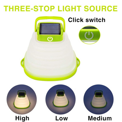 Lilac Milo portable LED solar camping lantern, collapsible outdoor light with handle for camping and outdoor activities