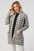 Burgundy Daisy plaid cardigan with long sleeves and front pockets, cozy jackets and coats for casual wear