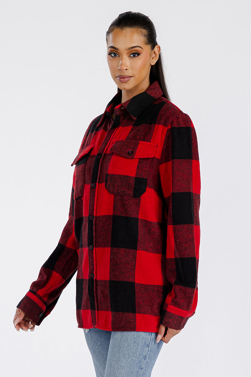 Lime Milo Boyfriend oversized soft flannel shacket in a cozy, stylish jacket with a relaxed fit and button closure.