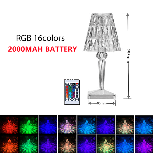 Lilac Milo diamond-shaped acrylic table lamp with RGB lighting and remote control, ideal for modern desk or room decoration.