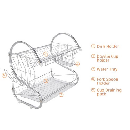 Lilac Milo 2-layer dish organizer shelf for kitchen storage, holding bowls and dishes for organized kitchen space.