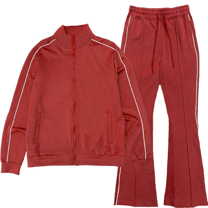 Lime Milo flare stacked track suit with matching jacket and pants, activewear set in stylish, comfortable design.
