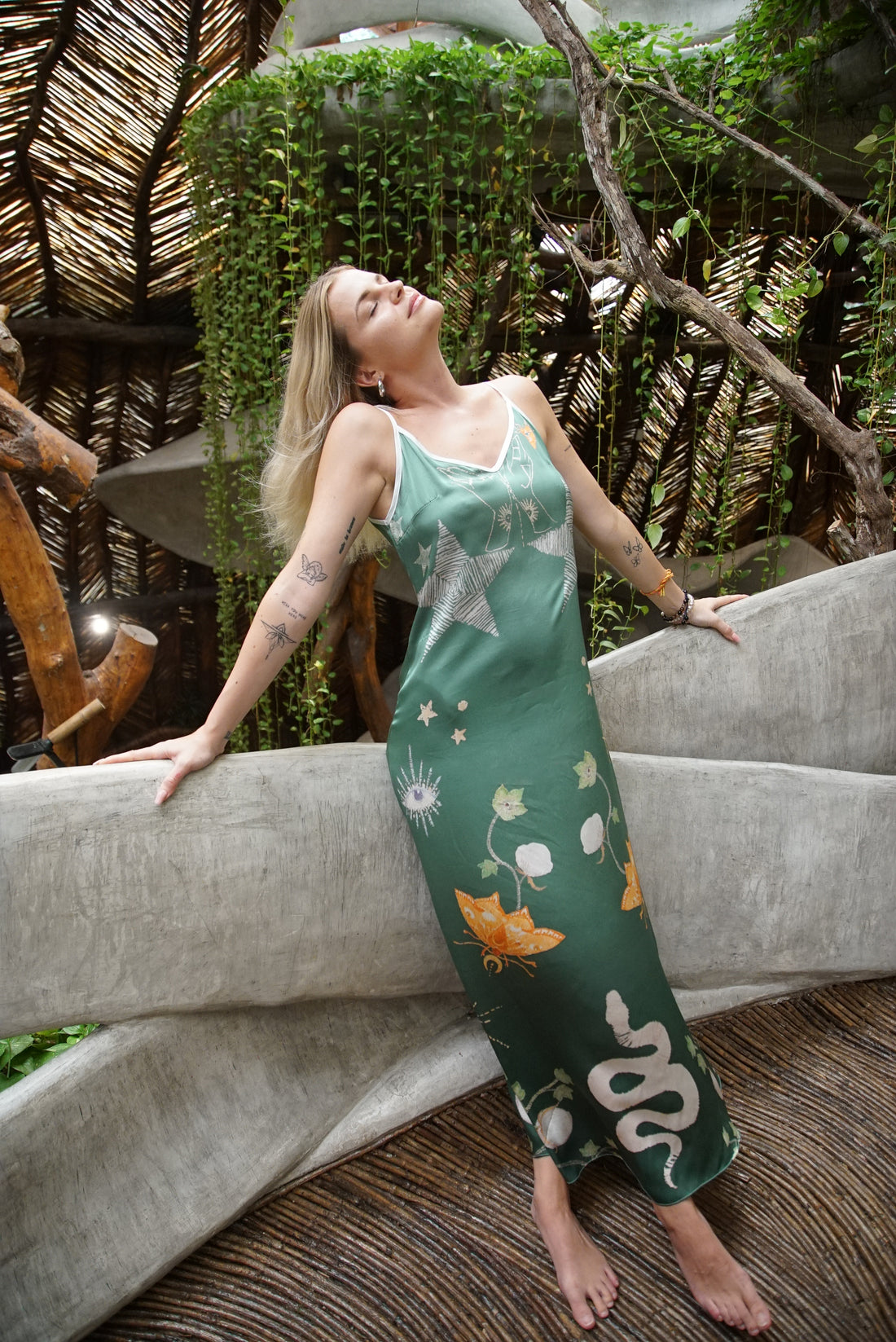 Violet Apollo Andromeda Silk Dress in Jungle Altar, women&
